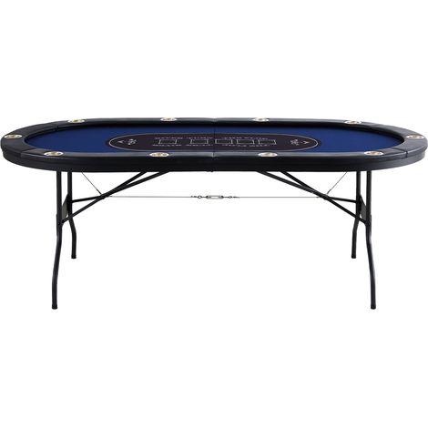 Mophorn Tavolo da Poker per Gioco Gambe per Tavolo Pieghevoli 2140 x 1070 x 760 mm, Tavolo da Poker Pieghevole, Piano da Poker Nero e Blu Pieghevole 8 Giocatori ca., Tavolo Poker Copertura Antipolvere (1/5)