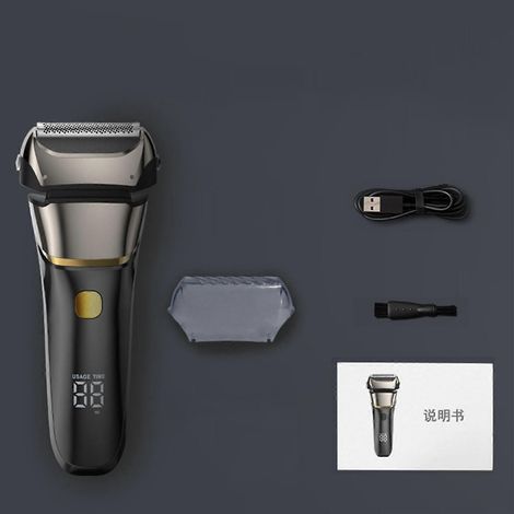 Rasoir électrique pour homme, 3 têtes de rasage, sans fil, rechargeable, avec indicateur de charge LED, étanche, design ours
