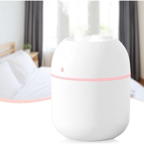 Mini Humidificateur D'Eau, Petit Diffuseur de Bureau d'Air de Brume Fraîche Alimenté par USB Portatif de 220 ml avec Veilleuse Douce pour Bureau de Chambre à Coucher de Voiture (1/5)