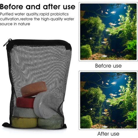 Sacs Filtrants pour Aquarium Filet de Filtration avec Fermeture Éclair pour Charbon Actif Zéolite Média Filtrant Bassin Décoration Lot de 10 (1/5)