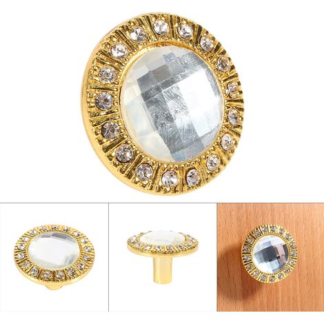 Lot de 10 poignées de porte/tiroir en verre cristal transparent effet diamant. (1/5)