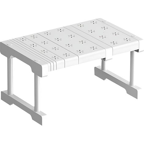 Étagère de cuisine, étagère de rangement télescopique, étagère de penderie extensible, étagère de rangement multifonctionnelle, blanche (1/5)
