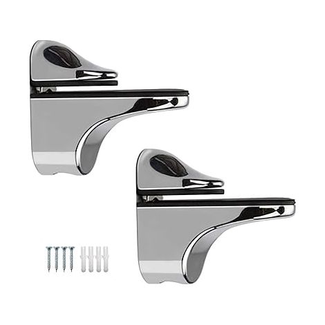 (Bec de canard) 2 supports d'étagère en verre réglables, pour bois/verre (1/5)