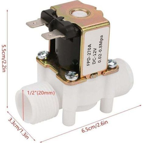 Électrovanne Eau Normalement Fermée 12V DC G1/2 Plastique 0.02-0.8 MPa Entrée (1/3)