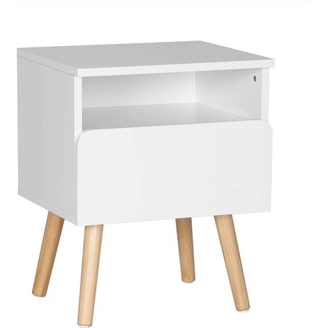 WOLTU Comodino Moderno con Cassetto Comodini da Notte Organizzatore da Letto Bianco (1/5)