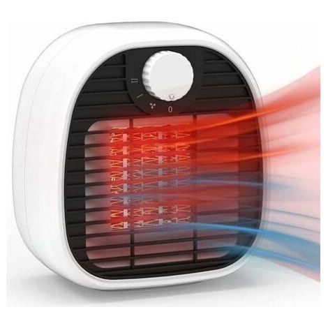 Ceramic Fan Heater 1000W Ceramic Fan Heater Electric Heater with 2 Heating Levels Overheating & Tilting Protector Fan Heating Bathroom Living Room (1/4)