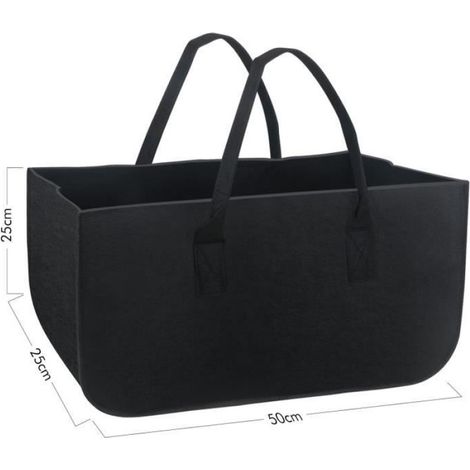 Sac à Bûche Cheminée 2Pièces Sac à Bûches en Feutre, Grand Capacité Panier de Rangement Pliable Sac à Provisions - 502525cm (1/4)