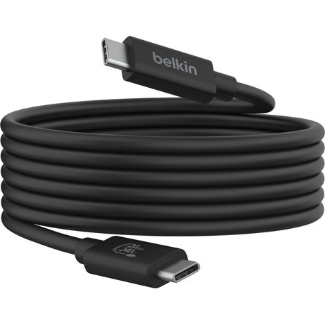 belkin Belkin Connect Câble USB4 (câble de recharge, 2 m, câble USB-C vers USB-C, Power Delivery 240 W, 20 Gbit/s, pour MacBook, Windows, Chromebook, etc.) (INZ004BT2MBK)