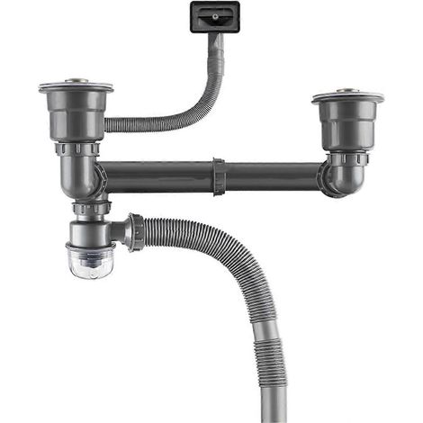 Désodorisation pour évier de cuisine, tuyau de vidange, filtre de vidange, double réservoir (1/4)