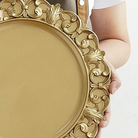 Vintage-Fotografie-Ornamenttablett, rundes, dekoratives Aufbewahrungstablett aus Kunststoff im Retro-Stil für Fotoaufnahmen, Stil 4 (1/4)