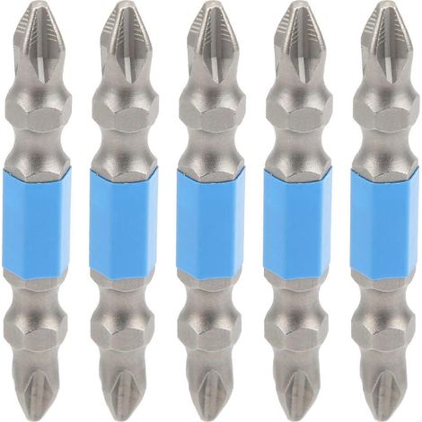5 embouts de tournevis doubles de 50 mm avec tête de tournevis magnétique PH2 pour perceuses électriques portatives