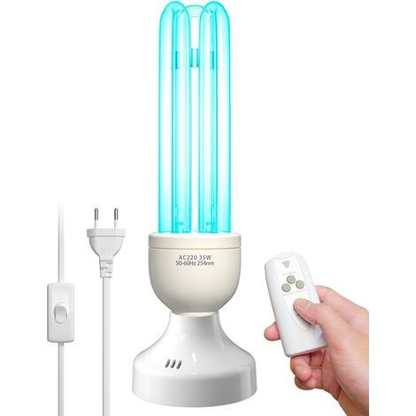x 35W Germicidal UV Lamp with Ozone, Remote Control, Timer, 254nm Quartz Tube for Bedroom/Kitchen (1/5)