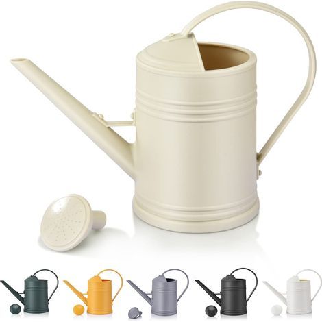 Arrosoir en plastique pour plantes d'intérieur arrosoir avec diffuseur pour fleurs de jardin (demi-gallon, ivoire). (1/5)