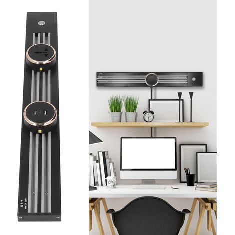 Prise murale mobile sur rail, rallonge électrique, prise murale encastrée, rail de 60 cm avec 3 adaptateurs, 250 V CA/8000 W/32 A, 1 port USB + 2 adaptateurs universels. (1/5)