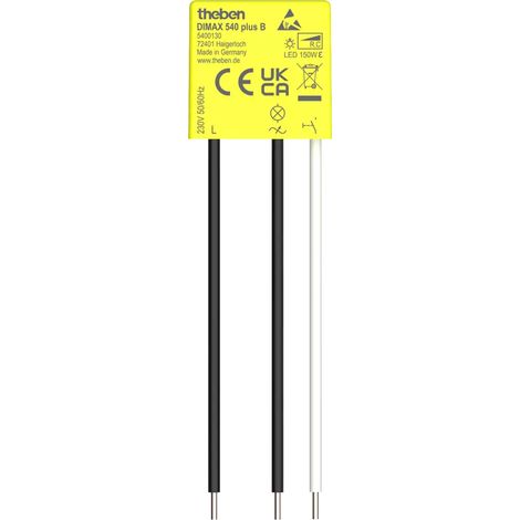 Theben DIMAX 540 plus B Dimmer Mini dimmer universale ad incasso 150 W LED, carichi R e C, senza neutro, lunghezza cavo 100, 5400130 (1/5)