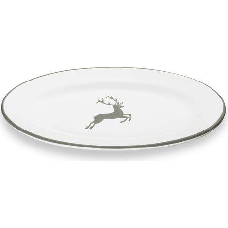 Gmundner Keramik Grauer Hirsch, Platte oval mit Fahne (21x14cm) (1/2)