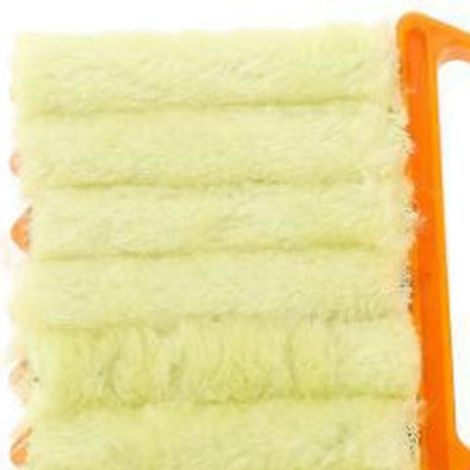Brosse de nettoyage multifonctionnelle pour stores, rideaux, dépoussiérage, nettoyage des interstices des ventilateurs de climatiseur, non pelucheuse et de couleur jaune (1/5)