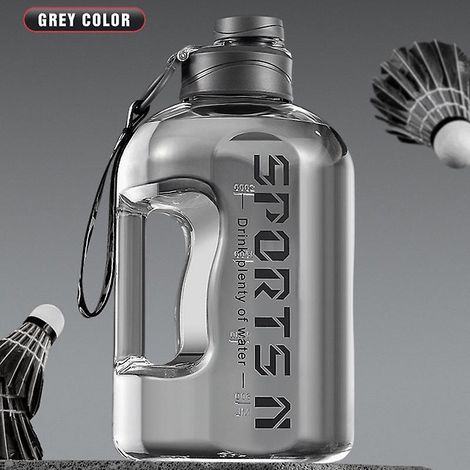 2,7-Liter-Wasserflasche, geeignet zum Wandern, Fitness, Camping, für Outdoor-Sportarten und Fitnessstudio-Training. Grau.