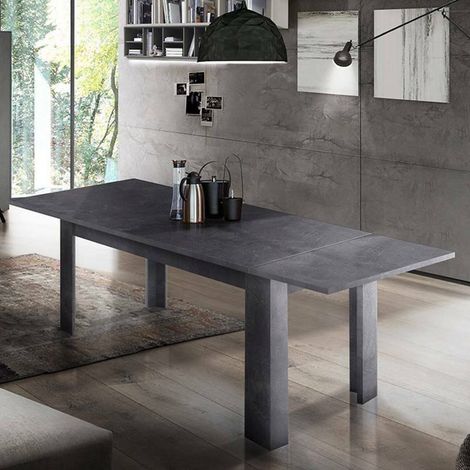 Dmora Mesa de comedor extensible, Made in Italy, Mesa moderna con extensiones, Consola extensible, 160 / 210x90h75 cm, Color gris pizarra, con embalaje reforzado (1/4)