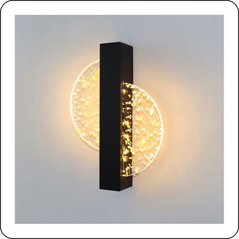 1 Applique murale LED, acrylique noir et or, lumière chaude, intérieur salon chambre (1/5)