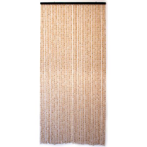 Rideau de porte en bambou et perles de bois 90 x 200 cm – Protection contre les insectes et la chaleur – Installation facile et ajustable – Morel