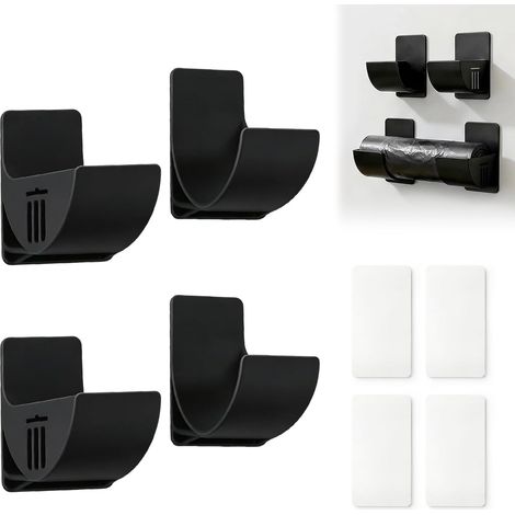 4-teiliger Organizer für Frischhaltefolie, Türhalterung, Organizer für Aluminiumfolie, Wandaufbewahrungsbox aus Kunststoff, Müllbeutelspender für Schrank, Badezimmer, Kühlschrank (1/5)