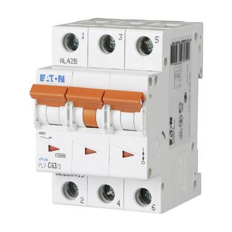 Eaton Disjoncteur miniature (MCB), 63 A, 3p, Caractéristique : B, 236406 (1/2)