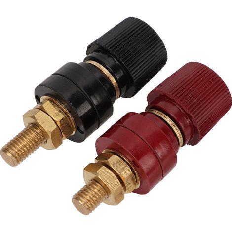 Lot de 2 bornes haut-parleur Extra Large 555 M10x60mm laiton étamé or pour essais électroniques 220-380V (1/5)