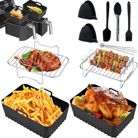 Set de 9 accessoires friteuse, moule gâteau, grille métal, ustensiles silicone, compatible AF451UK AF500UK (1/5)