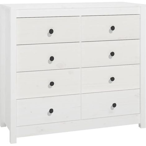 Mobiletto laterale pratico bianco 100 x 40 x 90 cm ampio spazio contenitivo stile rustico legno massello di pino bianco 020048461