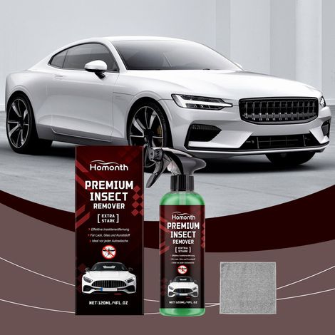 Kit nettoyant anti-insectes pour voiture - 120 ml + serviette (pour nettoyer les taches d'insectes et la peinture de la voiture) (1/5)