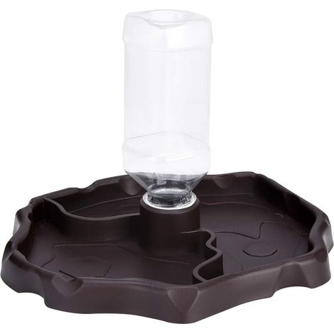 Wasserspender für Reptilien, 2-in-1-Futternapf mit Auslaufschutz, Kunststoffspiel für Schildkröten und Geckos – Braun (1/5)