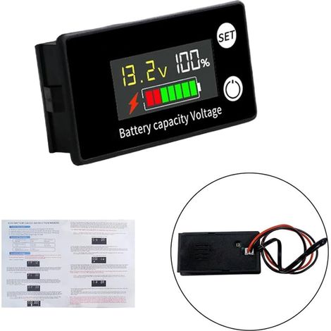 Testeur de batterie DC8-100 V multifonction Moniteur de capacité de batterie 12 V 24 V 36 V 48 V 60 V 72 V 84 V LCD niveau de tension avec capteur de température alarme (1/5)