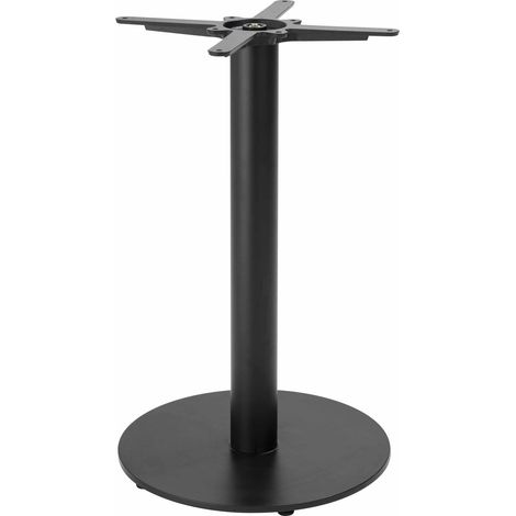 Oviala – Pied de table en acier et fonte noire 72 cm – Base plate 45 cm – Colonne en tube d'acier zingué – 5 embouts réglables pour surfaces inégales