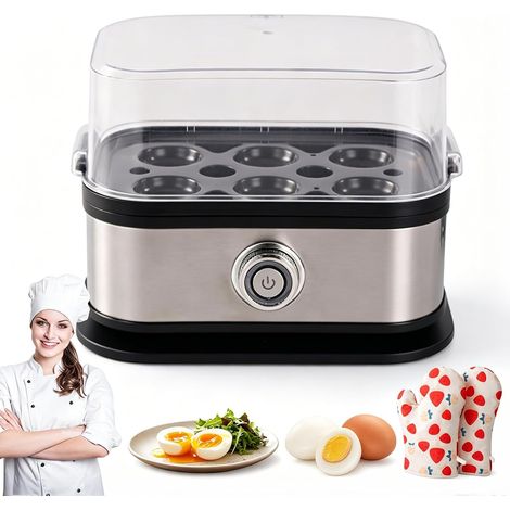 Multifunctional Egg Steamer with Clear Lid, Compact Household Electric Egg Poacher, 6 Eggs Boiler, 304 Stainless Steel, Auto Shutoff, Detachable Parts, for Soft Medium Hard Boiled Eggs (1/5)