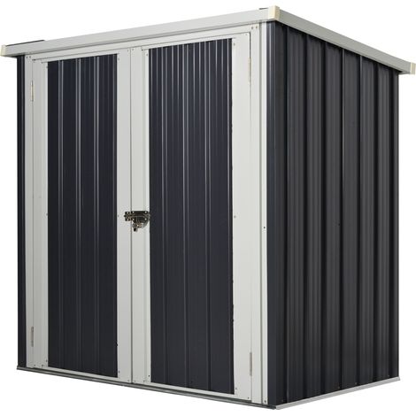 Cobertizo de jardín de exterior 1,26 m² 147x86x134 cm caseta de metálico con 2 puertas y cerradura para almacenamiento de herramientas negro (1/6)