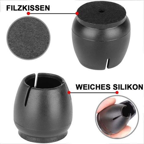 40 Pièces en Caoutchouc Stuhlbeinkappen, Feutre, Caches de protection pour les Pieds de chaise, noir Stuhlbeinschutz, Stuhlsocken, résistant aux rayures (12-16 mm) (1/5)