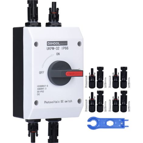 DC isolateur Interrupteur Sectionneur Solaire batterie 32a 1000V IP65 étanche de déconnexion Boîte d'électricité pour Système Solaire Photovoltaïque (1/5)
