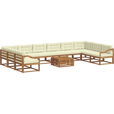 Outdoor Sofa Set with Cushion 11 pcs Natural and Cream vidaXL (1/5)
