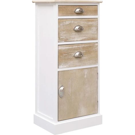Armadietto laterale con 3 cassetti e 1 anta 38 x 28 x 86 cm design pulito camera da letto in legno di paulownia bianco 020046456