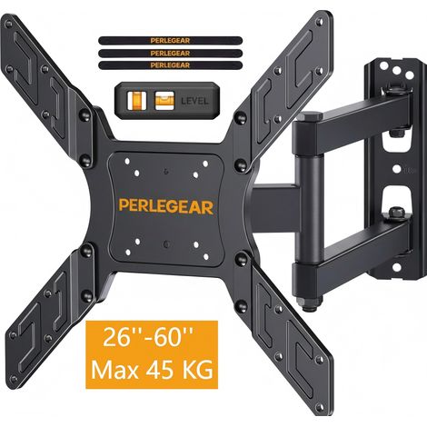 Support Mural TV Universel 23-60 Pouces  Orientable, Inclinable et Pivotant  VESA 75x75 à 400x400  Charge Max 45kg  Fixation Solide pour TV Plat et Incurvé