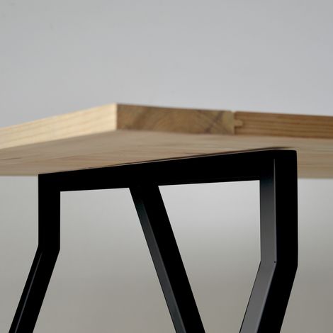 Mesa Caballete 150x73x75cm Negra en madera maciza de pino acabado vintage estilo industrial Box Furniture