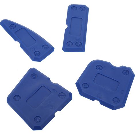 Kit de 4 outils pour calfeutrage : grattoir à mastic silicone, verre et ciment pour la finition et l'étanchéité des joints et du scellant. (1/5)