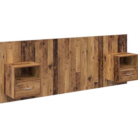 Headboard with Cabinet 3 pcs Old Wood Engineered Wood vidaXL