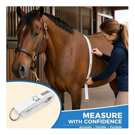 Mètre Ruban Poids Cheval 2,5 m, Mesure Tour de Poitrail Animal, Ruban Portable Estimation Poids et Taille Cheval pour Écurie, Ferme, Toilettage et Soins (1/4)