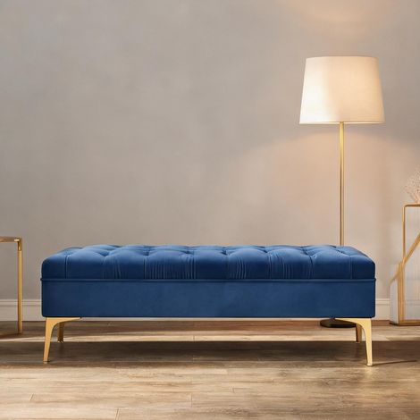 Table de chevet en bois velours mousse métal 118 x 45 x 42 cm (1/5)