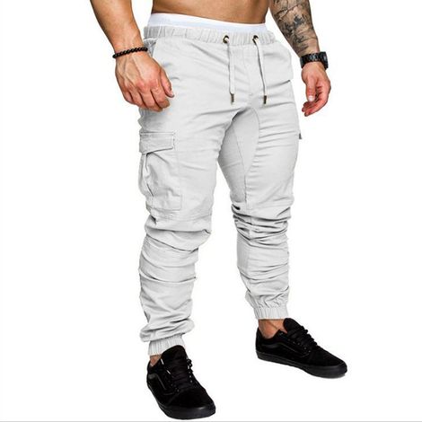 1 pantalon de travail, multipoches, tissé coton mélangé, moulant, décontracté et professionnel pour homme (1/5)