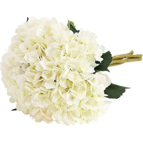 Bouquets de 5 hortensias artificiels blancs pour mariage, maison, hôtel, décoration de fête (1/5)