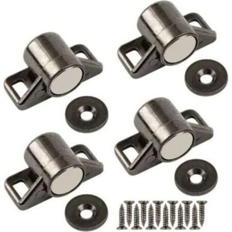 Aimant de Porte Magnétique, Aimant Porte Placard Puissant Loquet Magnétique en Alliage de Zinc pour Porte Coulissante de Placard, de Cuisine, Armoire, Tiroir et des Meubles (Noir Lot de 4) – Crezuo