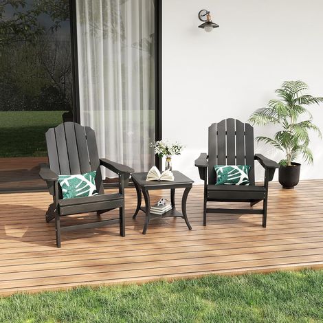 Fauteuil Adirondack extérieur HDPE aspect bois résistant UV ergonomique accoudoirs terrasse piscine